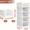 CTSNSLH 5 Pack Closet Organizers Storage Box, Closet Storage Stackable Storage Bins, Plastic Drawer Basket for Wardrobe Cupboard Kitchen Bathroom Office, White