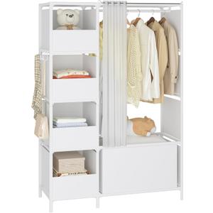 MOYIPIN Portable ClosetFree Standing Wardrobe Closet with Hanging Rod and CurtainClothes Storage Organizer, for Cloakroom, Bedroom40.55 x 16.73 x 65.35InchesWhite