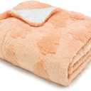 50x60 Inches Sherpa Christmas Blanket for Holiday Home Decor, Peach Xmas Tree Jacquard Soft Flannel Fleece Throw Blanket for Bed Couch Sofa, Christmas Decor Gifts for Women Men Family Friends
