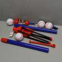 3-in-1 Baseball Set for Kids 3-5 - Tee Ball Stand, Hanging Tee, Ball Launcher and 6 Softballs - Adjustable Height, Indoor/Outdoor Sport Gifts for Boys Girls, Blue