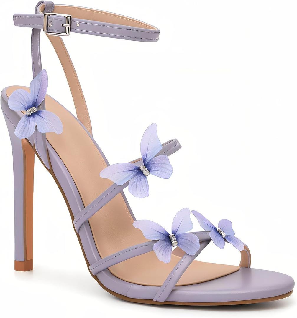 Multicolor Sandals With Stiletto Heels (9, Lilac Lavender Light Purple)