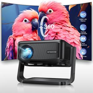 Mini-Projector with WiFi and Bluetooth: [1000 ANSI/360Adjustable Stand/Electric Focus/Auto Keystone] Portable-Movie-Outdoor-Ceiling-Projector, ONOAYO Upgrade 1080P Proyector for Phone/Home Theater