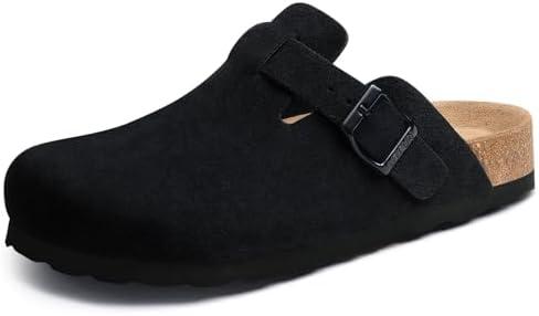 Litfun Unisex Genuine Suede Clogs Soft Footbed Leather Potato Shoes Comfort Slip On Clogs with Arch Support size 8