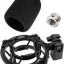 AT2020 Microphone Shock Mount with Pop Filter, [Custom Built for audio technica Mic] Anti-Vibration Suspension Shockmount Holder Clip Compatible with AT2020USB+ AT2035 ATR2050 AT3035 AT3060