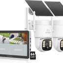 SANNCE 2K Wireless Solar Powered Camera System, 4K NVR with 2PCS 4MP Camera