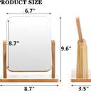 DEAYOU 2 Pack Vanity Mirror with Wood Stand, 360 Degree Rotation Makeup Mirror, Small Standing Swivel Cosmetic Mirror, Portable Wood Tabletop Mirror for Desk, Make Up, Gift, High-Definition
