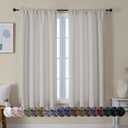 Simplebrand Ava Natural Blackout Curtains for Bedroom 63 Inch Length 2 Panels Set, Solid Thermal Insulated Energy Saving Rod Pocket Window Treatment Curtains Blackout Drapes, W40 x L63 Inch, Natural