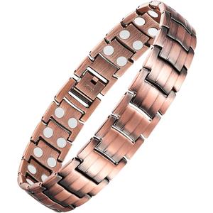 Feraco Men's Copper Magnetic Bracelet Elegant 99.99% Solid Copper Bracelets with Double-Row Strong Magnets,Magnetic Jewelry