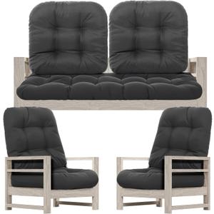 Wenqik 7 Pcs Outdoor Wicker Chair Cushions Set with 1 Loveseat 44 x 19 in Weatherproof & 6 U Shaped Cushions for Wicker Patio Furniture Porch Swing Bench Seat Sofa Couch(Dark Gray)