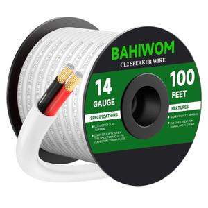 14 Gauge Wire 100FT CL2 Low Voltage Electrical Wire 12V/24V DC White Jacket Cable for Speaker,LED Strips, Automotive,Marine,Business