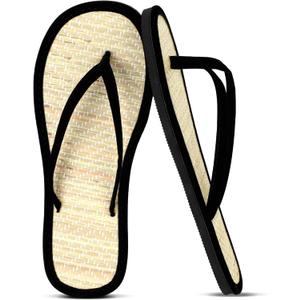 Cozypower Women's Bamboo Flip Flop Non Slip Lightweight Indoor Summer Beach Sandals Woven Straw Bamboo Slippers