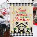 Ganeen Christmas Lighted Garden Flag 12 x 18 Inch Nativity Outside Decor Solar LED Double Sided Yard Flags Decorations Outdoor Xmas Religious Holy Night Banner for Home Lawn (Classic)