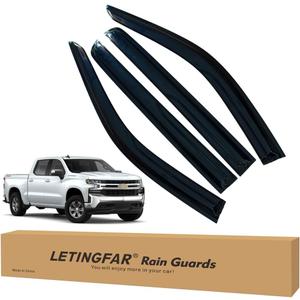 Window Visors Rain Guards for Chevy Silverado 1500/GMC Sierra 1500 Crew Cab 2019 2020 2021 2022 2023 2024 Accessories, Wind Deflectors Vent Shades for Silverado/Sierra