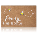 Bee Door Mat Brown Welcome Mats Front Door Indoor Outdoor Entrance Honey I'm Home Kitchen Rugs Entry Outside Doormat Non Slip Durable Rubber Back Funny Farmhouse Mat