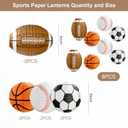 Sports Birthday Party Decorations, 8 Pcs Paper Lanterns Set - Baseball, Basketball, Football, Soccer Ball Themed Hanging Ornaments for Ceiling, Centerpieces, Ball Party Decor (8 Inch)