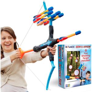 New Bounce Bow and Arrow Set for Kids - Toddler Archery Set - Includes Target Poster - Cool Boys Toys for 8, 9, 10, 11 & 12 Year Old Christmas, Birthday Gifts