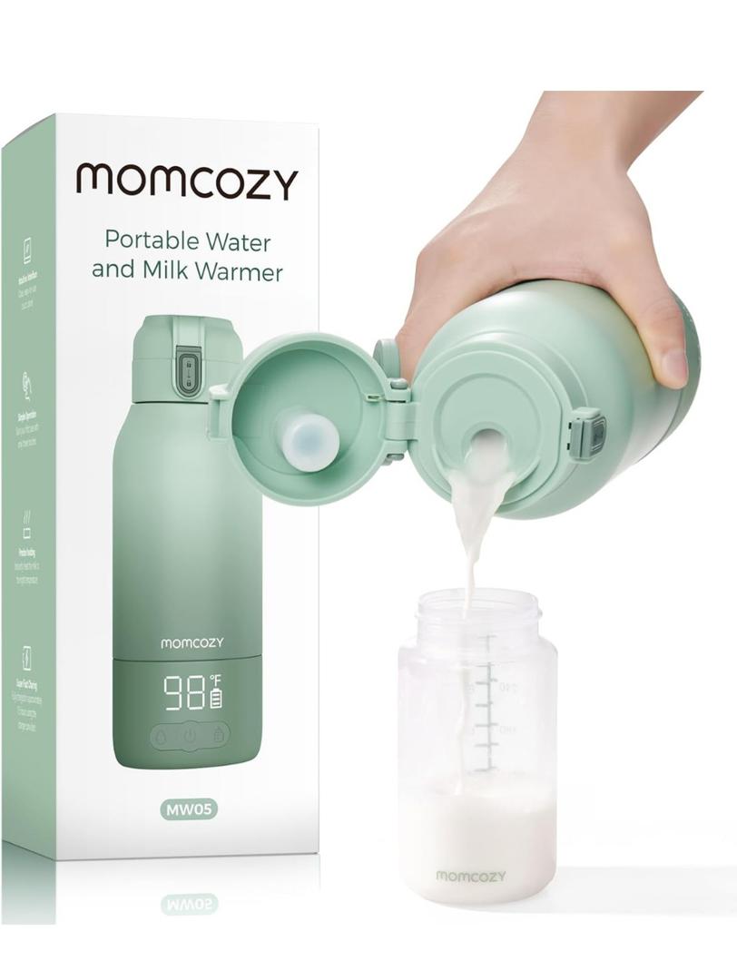 Momcozy Portable Bottle Warmer for Travel – Dual Heating Modes for Breast Milk & Water, Portable Milk Warmer with Fast Heating & Long Battery Life, 17 Ounces Large Capacity to Meet Your All-Day Needs