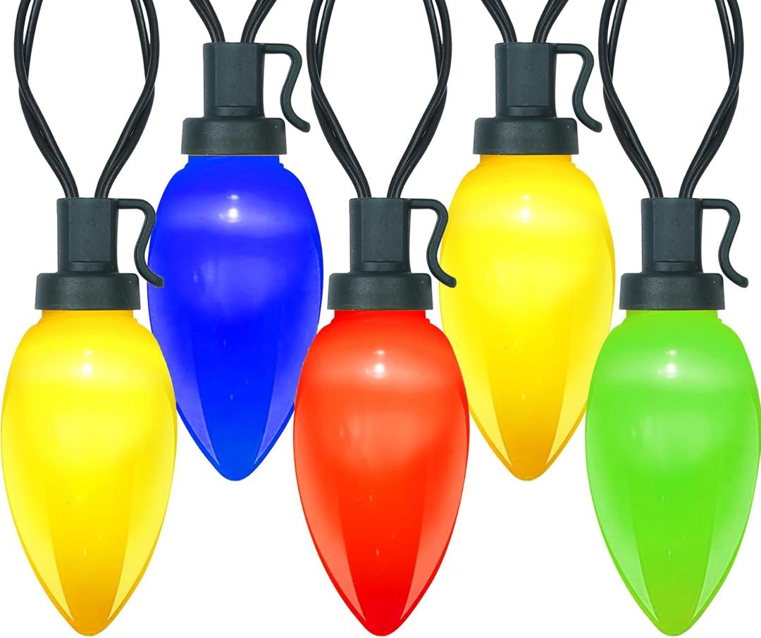 Solar Vintage Christmas String Lights Globe Outdoor Lights 50 LED with 8 Lighting Modes for Patio,Camping,Backyard and Party Decor Multicolor