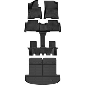 HAFIDI Floor Mats & Cargo Liner Set Fit for 2026-2021 Kia Sorento Hybrid & 2026-2022 Kia Sorento Plug-in Hybrid (PHEV) All Weather Protection TPE Car Full Set Floor Liners Custom Accessories - Black