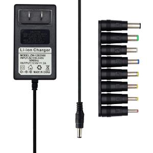 EIKS Universal AC/DC 12.6V 2A Power Adapter Wall Charger for 18650 Battery LED Strip Shaver Groomer Clipper, with 8 Selectable Tips (12.6V-2A)