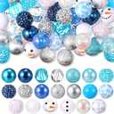 40 Pcs 20mm Christmas Bead for Pen Rhinestone Bubblegum Bead Mixed Crystal Resin Chunky Sugar for Pen Beadable Keychain DIY Craft Jewelry Making Supply(White,Blue)