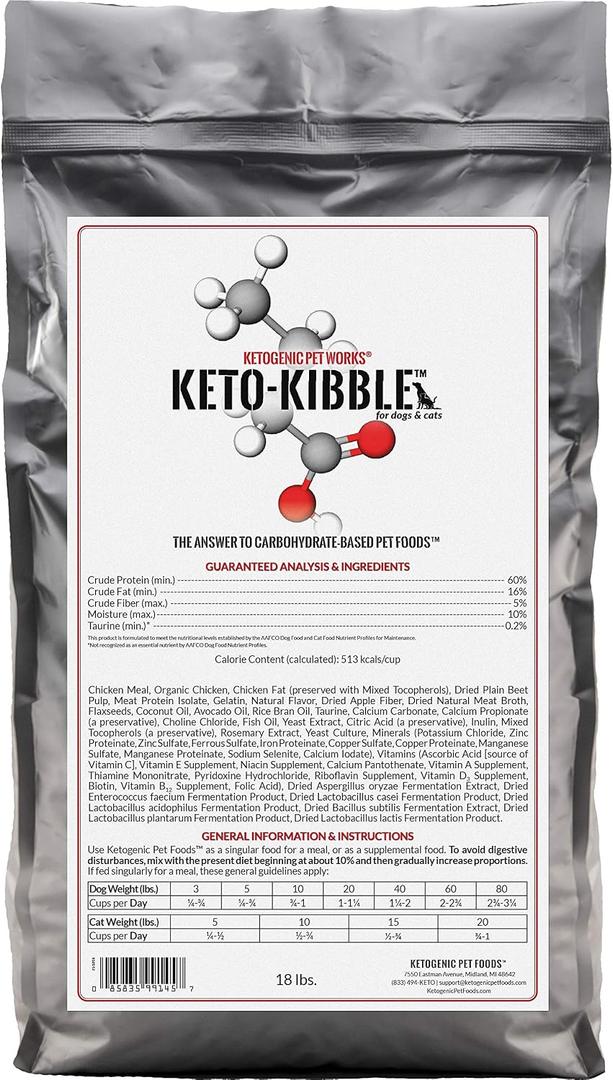 Ketogenic Pet Foods - Keto-Kibble – High Protein, Low Carb, Starch Free, Grain Free Dog & Cat Food (EXP 06/29/27)