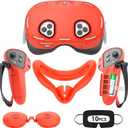 Rechale Silicone Set Compatible With Oculus/Meta Quest 3S - VR Accessories Protective Cover Set Includes Controller Grip, Face Cover, VR Shell (Red)