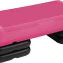 Step Aerobic Platform, Exercise Step with levels Adjustable Height, Stackable Risers, Fitness Training Workout Stepper for Home Gym, Cardio Strength, Black/Pink, 16x16