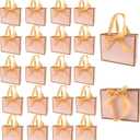 TKSBAG 100 Pack Pink and Gold Gift Bags with Bow Handles, 6.43.15.1 In Small Thank You Bags Bulk for Birthday, Weddings, Baby Shower, Party Favors, Mother's Day
