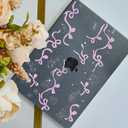 Compatible for MacBook Air 15 inch Case 2026 M5, 2023-2025 M4/M3/M2 A3448 A3241 A3114 A2941, Cute Y2K Aesthetic Plastic Hardshell & Keyboard Cover - Black Glitter Pink Bows