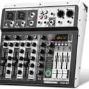 4 Channel Audio Interfacer DJ Mixer Sound Board 16-Bit DSP Effect USB Audio Mixer Effects +48V Phantom Bluetooth for Karaoke Studio Streaming Recording,Live Streaming