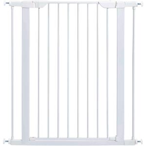 MidWest Homes for Pets 39 Inches Tall Walk-Through Steel Pet Gate, Pressure Mounted Dog Gate Measures 29-38 Inches Wide & Includes Two 3-Inch-Wide Extensions, White
