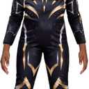 Marvel Black Panther Official Youth Halloween Costume - Premium Quality Padded Jumpsuit with Plastic Mask (Black, L)