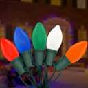 Romasaty C9 Multicolor Christmas Lights, 25Ft Vintage Christmas Lights with 26 Ceramic Colorful Bulbs, Hanging Connectable Christmas String Lights for Patio Garden Holiday Home Xmas Decor