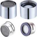 Faucet Aerator Female Thread Chrome Solid Brass Kitchen Faucet Aerators and Bathroom Sink Filter, 55/64in Aerator For Sink Faucet with Gasket for Kitchen and Bathroom(4Pcs)