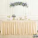 6ft Spandex Champagne Tablecloth for Rectangle Tables Fitted Open Back Washable and Wrinkle Resistant Stretch Rectangular Champagne Ruffle Table Cloth Cover for Event Wedding Banquet and Parties,3 Pack