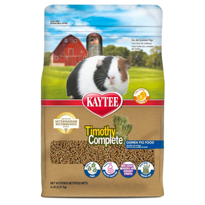 Kaytee Timothy Complete Guinea Pig Food, Made with Timothy Hay, High in Fiber, Supports Dental Health and Digestion, Long-lasting Vitamin C, 5 pounds