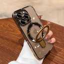 LXK Magnetic Invisible Stand for iPhone 16 Pro Case 6.3" Compatible with MagSafe, Military-Grade Protection, with Camera Protector, Clear Scratch-Resistant Back Cover for iPhone 16 Pro,Desert Titanium