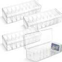 Wenqik 4 Pcs Trading Card Storage Box Plastic Storage Box Transparent Playing Case with Removable Dividers 560 Standard Cards