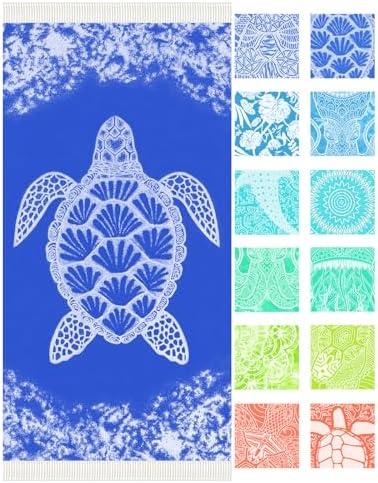 Vikumond Thin Turkish Beach Towel Lightweight Soft Cotton Extra Large XL Oversized Sand Free Sandproof Absorbent Quick Dry Towels Cloud Bath Pool Travel Compact Essentials Accessories for Adult Gifts