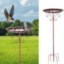 fanado Small Metal Bird Bath for Outside, 10" Dia Bowl Bird Baths Feeder Bowl for Outdoors, Vintage Birdbaths Standing for Garden Patio Yard Lawn Decor (Bronze)
