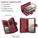 Asuwish Phone Case for Google Pixel 6 Pro Zipper Wallet Cell Cover with Tempered Glass Screen Protector Crossbody Strap Flip Credit Card Holder Pixel6Pro Pixel6 XL 6XL Pixle 6Pro 5G Women Girls Red