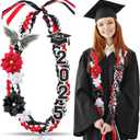 Lyrow 50'' Class of 2025 Graduation Lei Double Braided Necklace Graduation Ribbon Leis with 4 Satin Flowers Congrats Graduates Money Leis Graduate Gift for Men Women (Black)