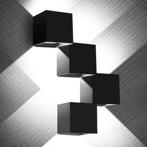 ledmo 20W High Power Modern Outdoor Wall Sconce Light Creative Adjustable Beam Square Up and Down Exterior Wall Lights Fixture Anti-Rust Aluminum IP65 6000K 1800LM Black for Patio Garage House 4 Pack