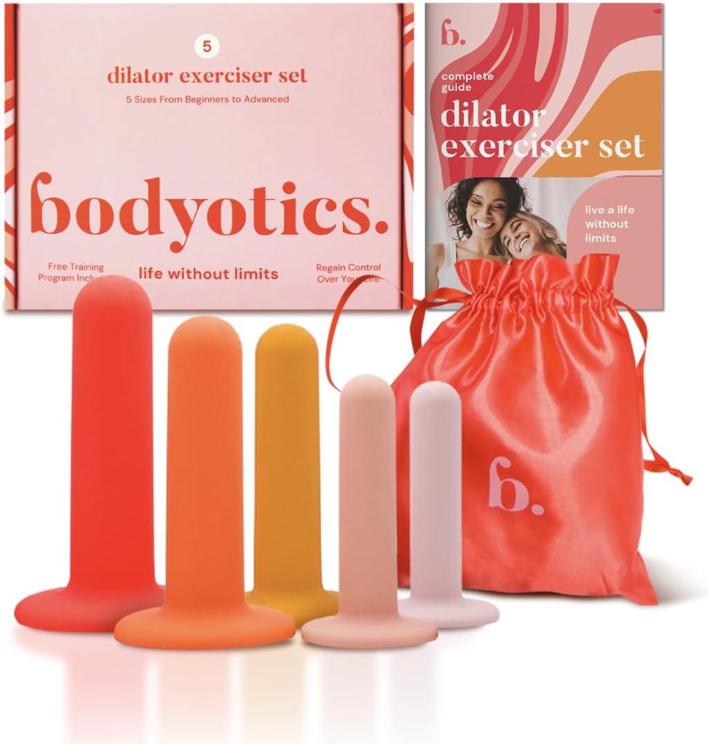 Silicone Pelvic Floor Muscle Dilator Exerciser Trainer Set of 5 - Release Limits with Bodyotics (Small to Large)