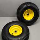 16x6.50-8 Tubeless Tire and Wheel, 16x6.5-8 Lawn Mower Tires, 3"-4.5" Offset Hub, 3/4" or 5/8" Bearing, Universal Fit Riding Mower and Garden Tractor Front Wheel, 4 Ply, S-Turf Pattern, 2 Pack
