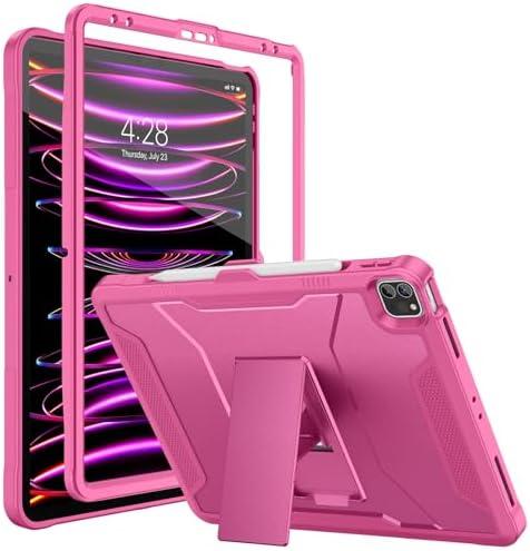 Soke Case for iPad Pro 12.9 Inch 6th/5th/4th Generation(2022/2021/2020 Release), Rugged Shockproof Protective Cover with Built-in Kickstand for Apple iPad Pro 11,5-8,7 inch - Hot Pink