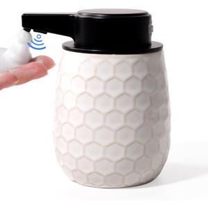 Automatic Soap Dispenser, Touchless Foaming Dish Soap Dispenser 13OZ/384ml, Ceramic White Foam Soap Dispenser Bathroom Kitchen, Waterproof, USB C Rechargeable, ANTIS'S HOME