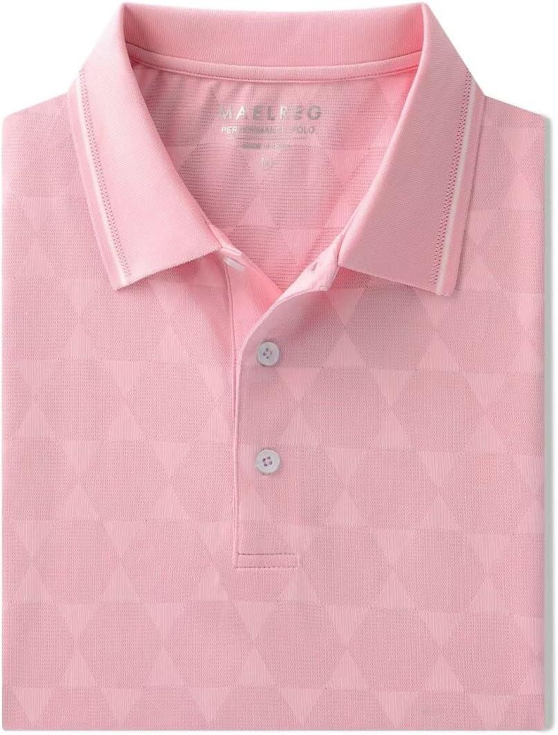 M MAELREG Mens Polo Shirts Short Sleeve Jacquard Performance Moisture Wicking Lightweight Casual Active Mens Golf Shirt (XXXL)
