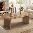 IBF Solid Wood Coffee Table, 47" Rustic Live Edge Living Room Coffee Tables